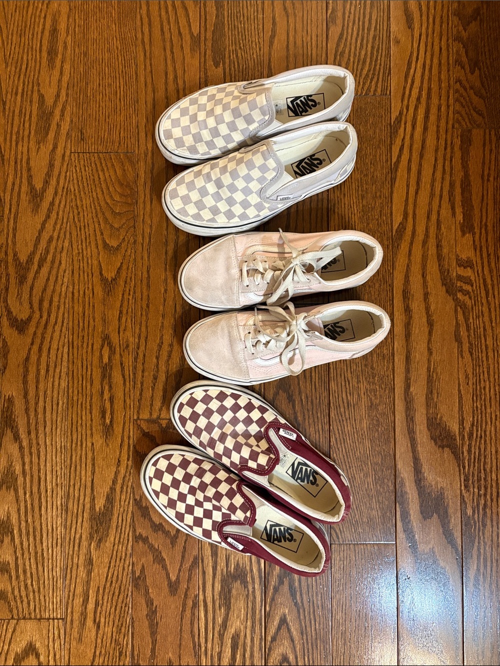 Vans Checkerboard & Pastel Low-Top Trio - Blue, Pink, Burgundy